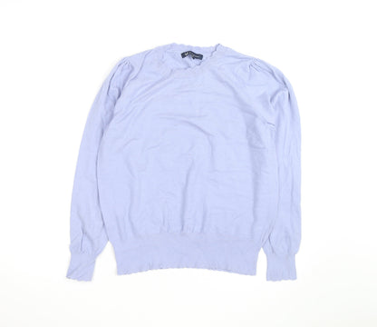 Crew Clothing Women Blue Cotton Crew Neck Jumper Size 14