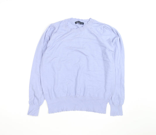 Crew Clothing Women Blue Cotton Crew Neck Jumper Size 14
