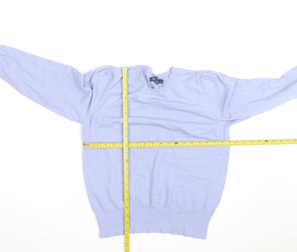 Crew Clothing Women Blue Cotton Crew Neck Jumper Size 14