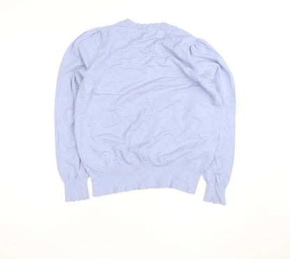 Crew Clothing Women Blue Cotton Crew Neck Jumper Size 14