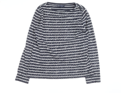 Crew Clothing Company Women’s Blue Striped Star Long Sleeve Cotton T-Shirt Size 12