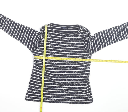 Crew Clothing Company Women’s Blue Striped Star Long Sleeve Cotton T-Shirt Size 12