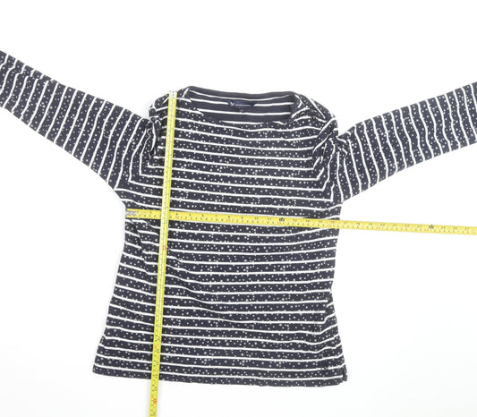 Crew Clothing Company Women’s Blue Striped Star Long Sleeve Cotton T-Shirt Size 12
