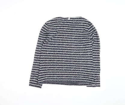 Crew Clothing Company Women’s Blue Striped Star Long Sleeve Cotton T-Shirt Size 12