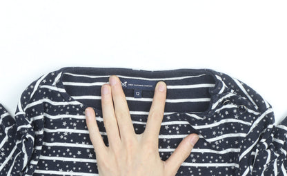 Crew Clothing Company Women’s Blue Striped Star Long Sleeve Cotton T-Shirt Size 12