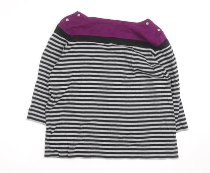 Maine New England Women's Multicoloured Striped 3/4 Sleeve Cotton T-Shirt Size 22