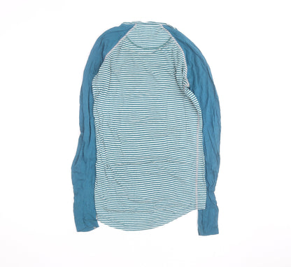 BAM Womens Blue Striped Bamboo Long Sleeve T-Shirt Size 8