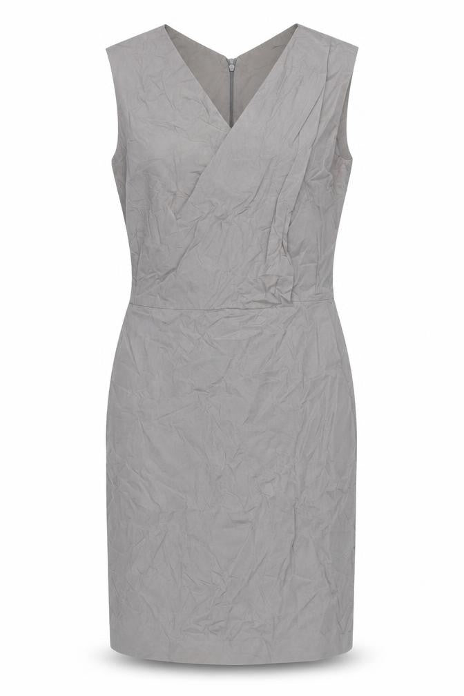 Piazza Sempione Women's Grey V-Neck Sleeveless Sheath Dress Size 10