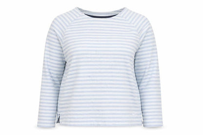 Weird Fish Womens Blue Striped Cotton Boat Neck Jumper Size 14