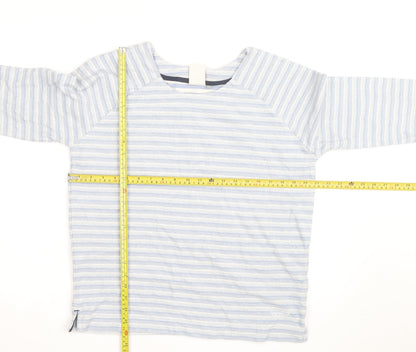 Weird Fish Womens Blue Striped Cotton Boat Neck Jumper Size 14