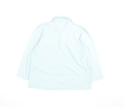 Jumper Womens Blue Cotton Long Sleeve Polo Shirt Size L