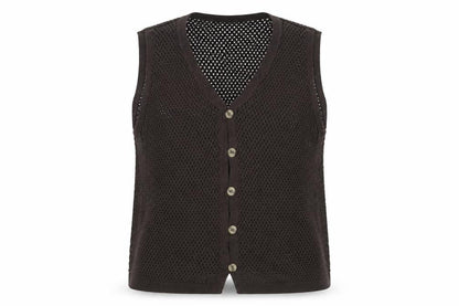 Marks and Spencer Women Brown Open Knit Cotton Vest XL