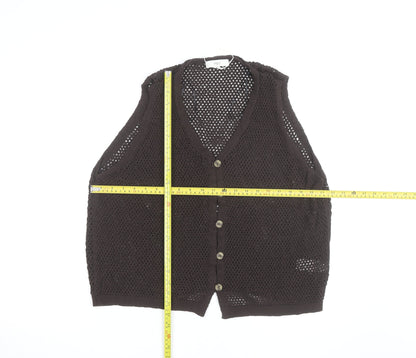 Marks and Spencer Women Brown Open Knit Cotton Vest XL