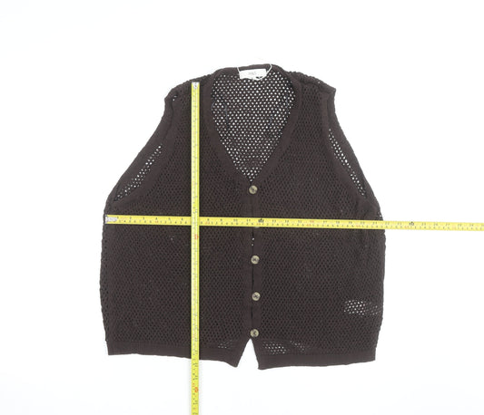 Marks and Spencer Women Brown Open Knit Cotton Vest XL