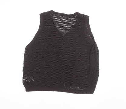 Marks and Spencer Women Brown Open Knit Cotton Vest XL