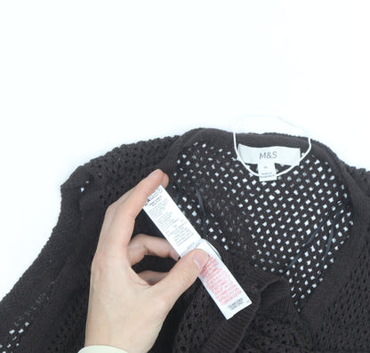 Marks and Spencer Women Brown Open Knit Cotton Vest XL