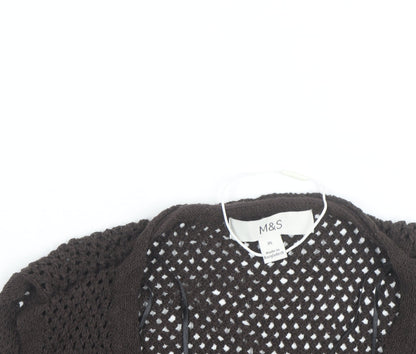 Marks and Spencer Women Brown Open Knit Cotton Vest XL