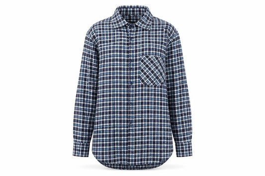 Boohoo Womens Blue Check Flannel Long Sleeve Button-Up Shirt Size 8