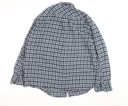 Boohoo Womens Blue Check Flannel Long Sleeve Button-Up Shirt Size 8