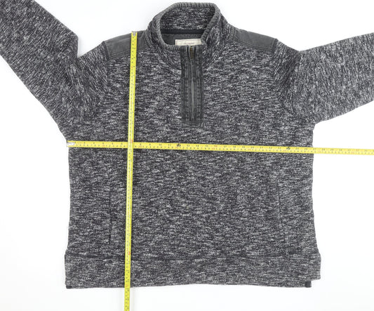 Fat Face Men's Grey 2XL 1/4 Zip Cotton Blend Jumper
