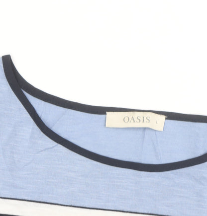 Oasis Women’s Blue Striped Relaxed T-Shirt Size L