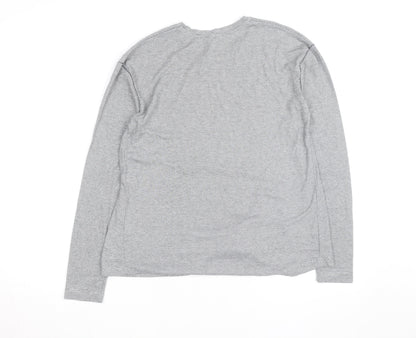 Maison de Nîmes Women’s Grey Striped Long Sleeve Jersey T-Shirt Size 10