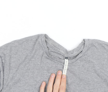 Maison de Nîmes Women’s Grey Striped Long Sleeve Jersey T-Shirt Size 10