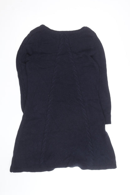 Monsoon Womens Blue Cable Knit Long Sleeve Tunic Jumper M