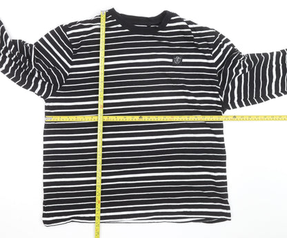 Next Women Black White Striped Long Sleeve Pullover Sweatshirt Size 14