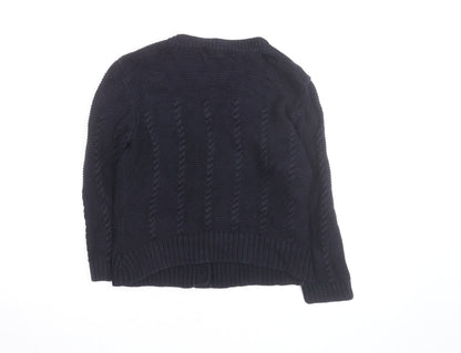 Laura Ashley Womens Black Cable Knit Cardigan Size 14