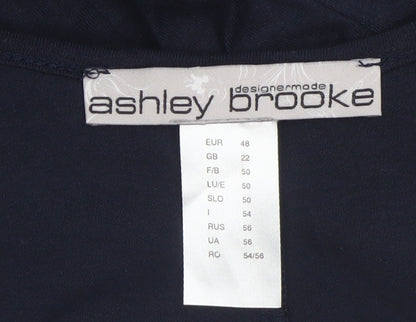 Ashley Brooke Women Blue Sequin Asymmetric Short Dress Size 22
