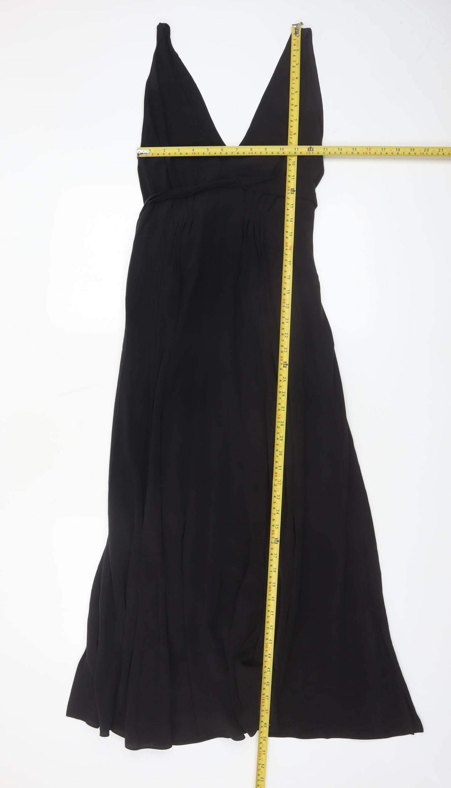 & Other Stories Women Black Silk Long Wrap Dress Size 10