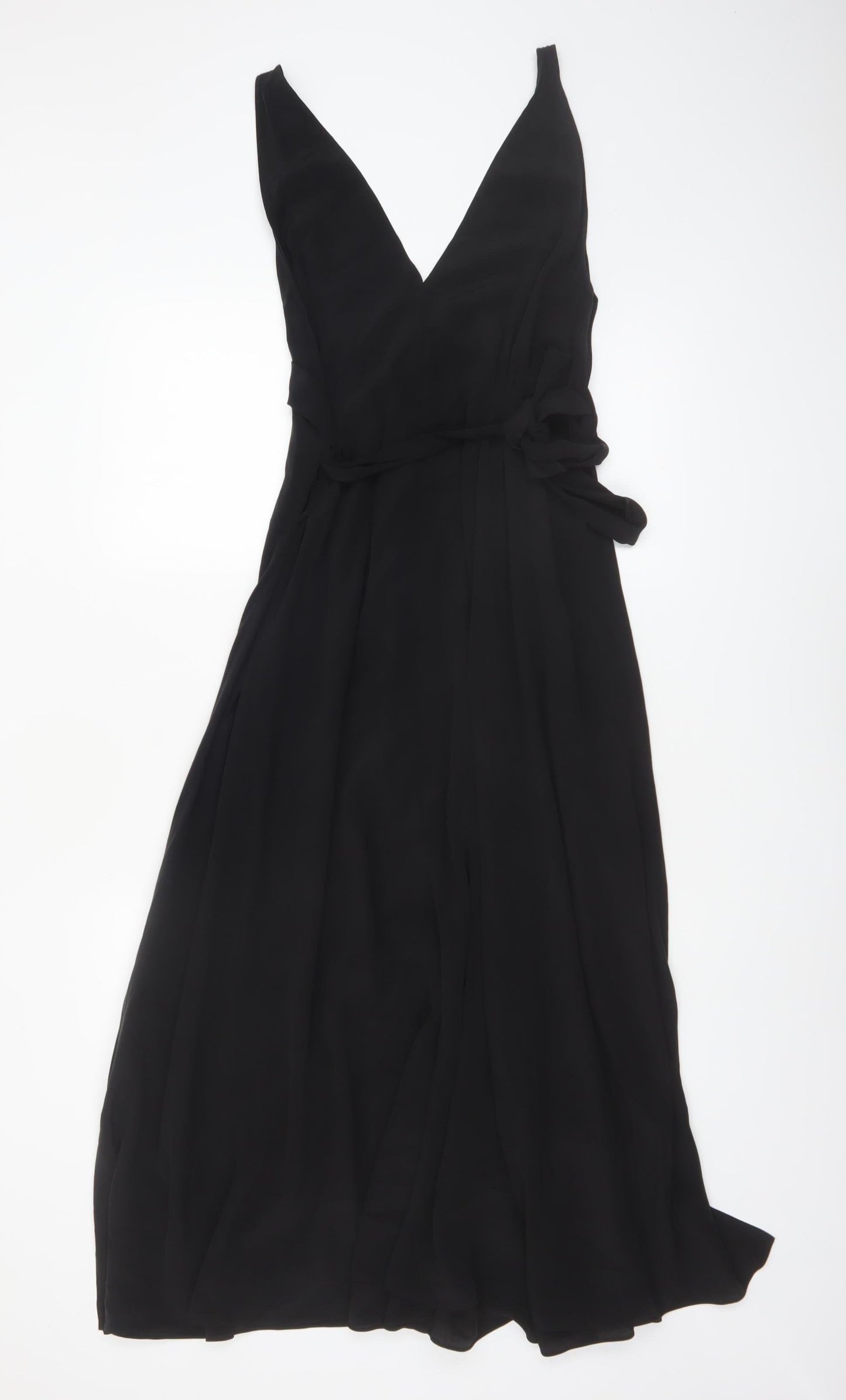 & Other Stories Women Black Silk Long Wrap Dress Size 10