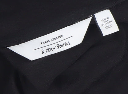 & Other Stories Women Black Silk Long Wrap Dress Size 10