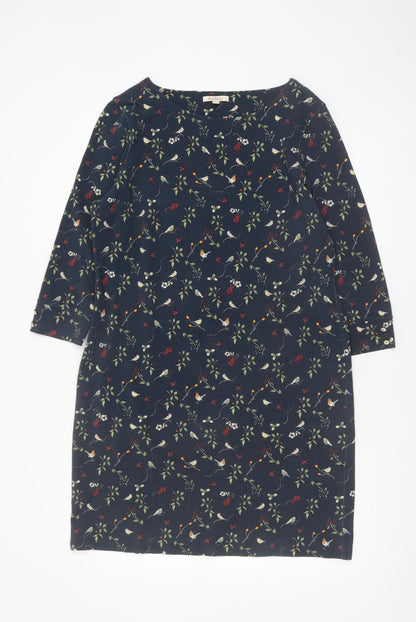 Barbour Women's Blue Floral Bird Print Shift Dress Size 12
