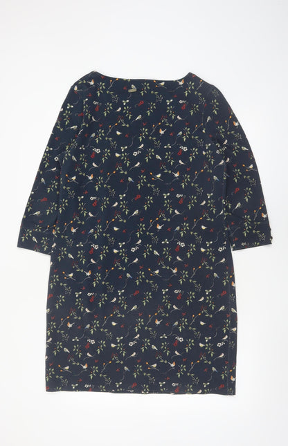 Barbour Women's Blue Floral Bird Print Shift Dress Size 12
