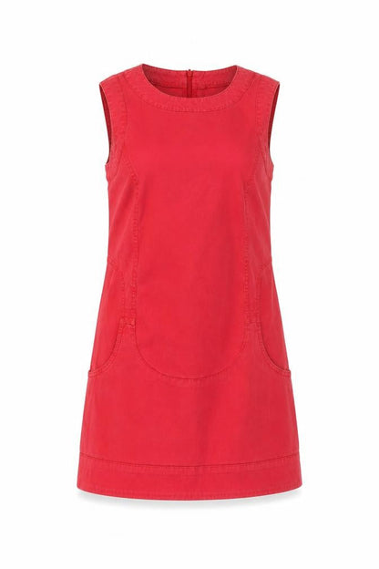 Sisley Women's Red Sleeveless Shift Dress Size S Short Casual