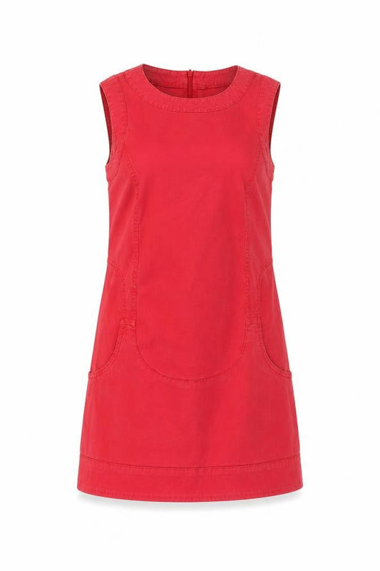Sisley Women's Red Sleeveless Shift Dress Size S Short Casual