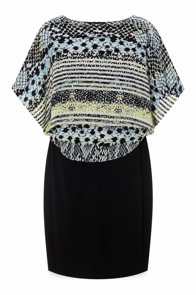 Bonmarché Women’s Black Geometric Shift Dress Size 22 Plus