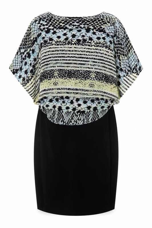 Bonmarché Women’s Black Geometric Shift Dress Size 22 Plus