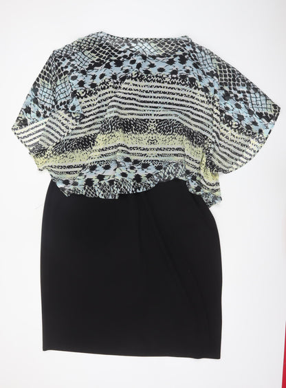 Bonmarché Women’s Black Geometric Shift Dress Size 22 Plus