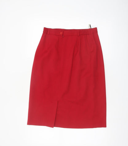 Viyella Women Red Wool Blend Petite Pencil Skirt UK12