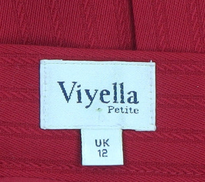 Viyella Women Red Wool Blend Petite Pencil Skirt UK12