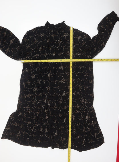 Great Plains Women’s Black Star Print High Neck Shift Dress L