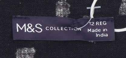 Marks and Spencer Women Black Viscose Shift Dress Size 12