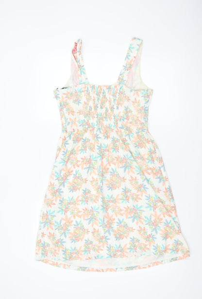 Fat Face Women’s Ivory Floral A-Line Cotton Summer Dress Size 10