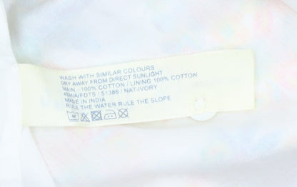 Fat Face Women’s Ivory Floral A-Line Cotton Summer Dress Size 10
