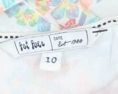 Fat Face Women’s Ivory Floral A-Line Cotton Summer Dress Size 10