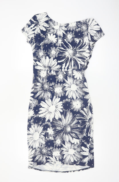 Phase Eight Women’s Blue Floral Bodycon Knee Length Dress Size 12
