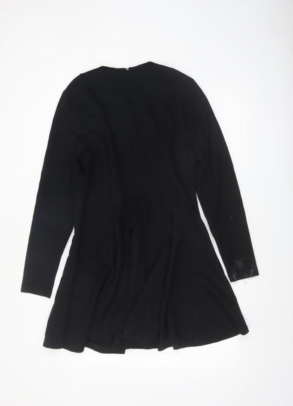 Marks and Spencer Women Black Size 16 Fit & Flare Long Sleeve Dress